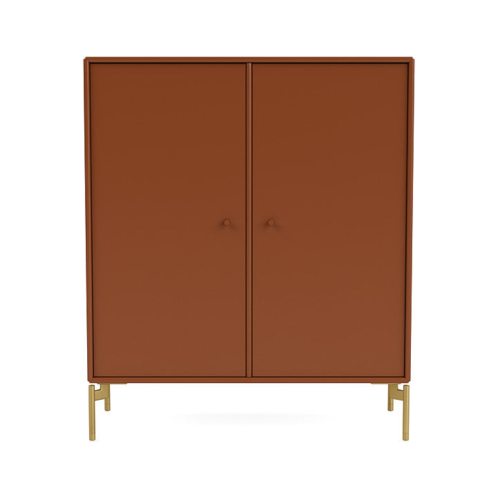 Montana Cover Cabinet With Legs, Hazelnut/Brass