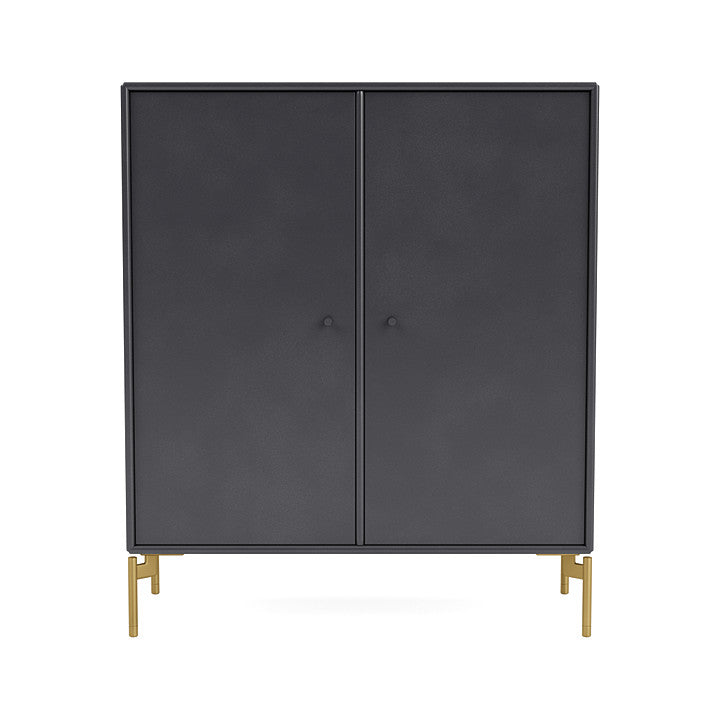 Montana Cover Cabinet With Legs, Carbon Black/Brass