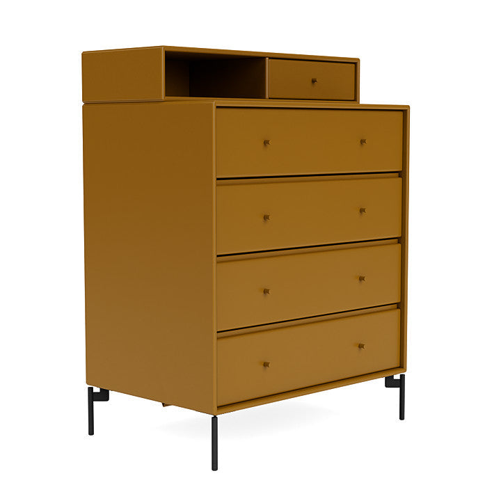 Montana Keep Chest Of Drawers With Legs, Amber/Black