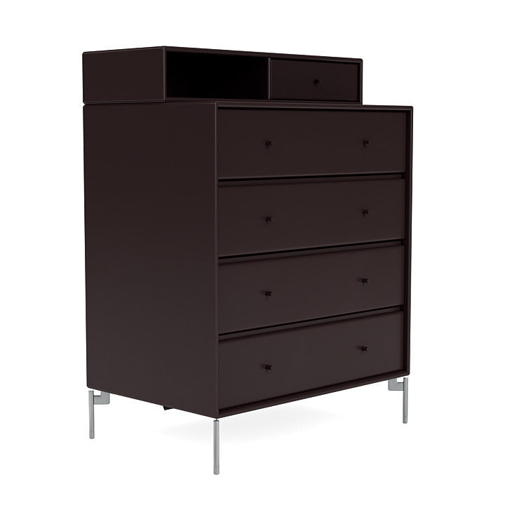 Montana Keep Chest Of Drawers With Legs, Balsamic/Matt Chrome