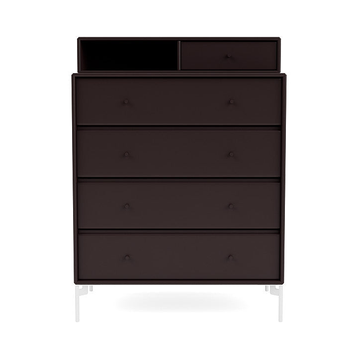 Montana Keep Chest Of Drawers With Legs, Balsamic/Snow White