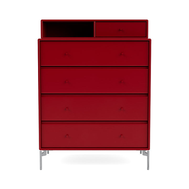 Montana Keep Chest Of Drawers With Legs, Beetroot/Matt Chrome