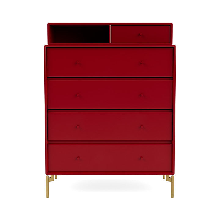 Montana Keep Chest Of Drawers With Legs, Beetroot/Brass