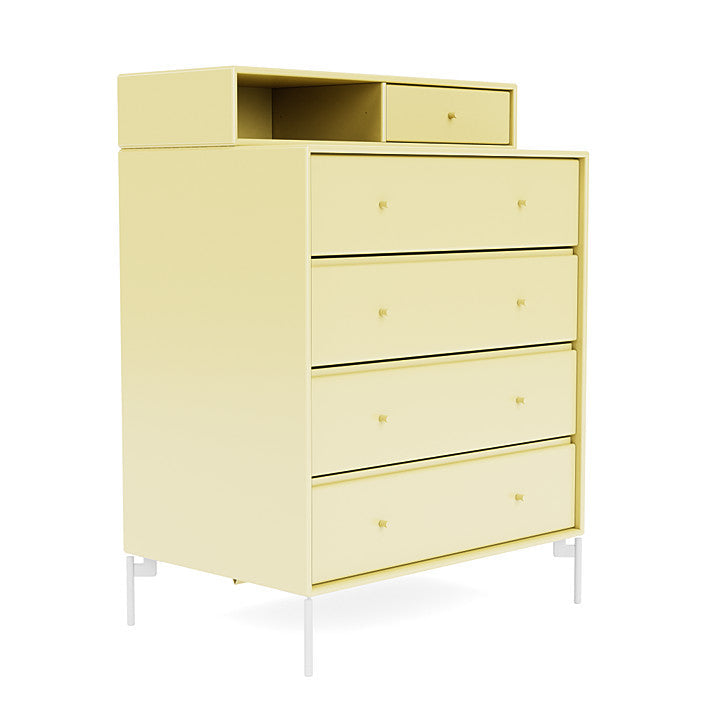 Montana Keep Chest Of Drawers With Legs, Camomile/Snow White