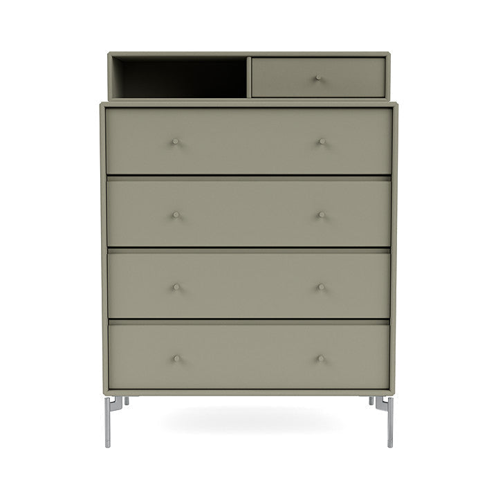 Montana Keep Chest Of Drawers With Legs, Fennel/Matt Chrome