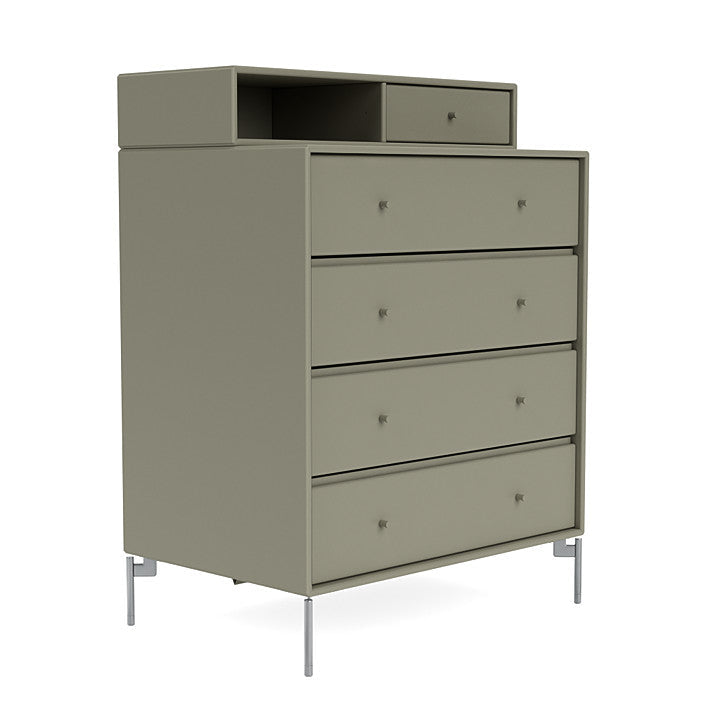 Montana Keep Chest Of Drawers With Legs, Fennel/Matt Chrome