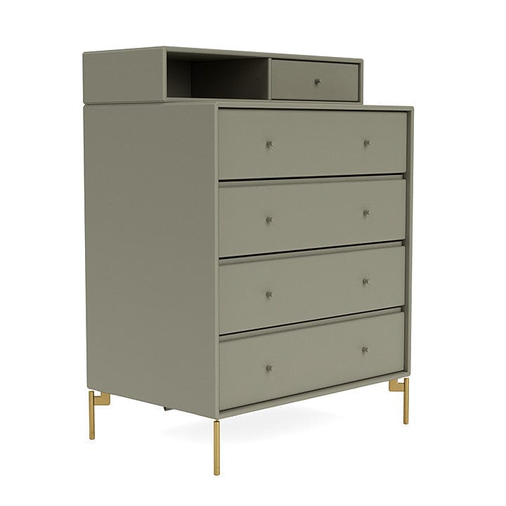 Montana Keep Chest Of Drawers With Legs, Fennel/Brass