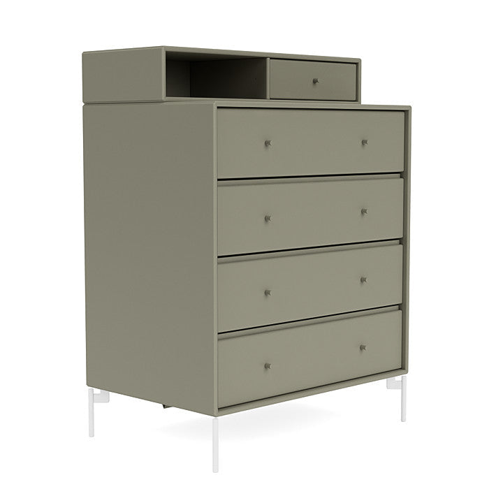 Montana Keep Chest Of Drawers With Legs, Fennel/Snow White