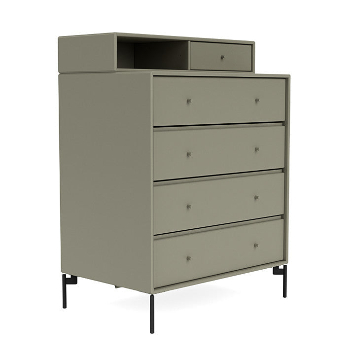 Montana Keep Chest Of Drawers With Legs, Fennel/Black