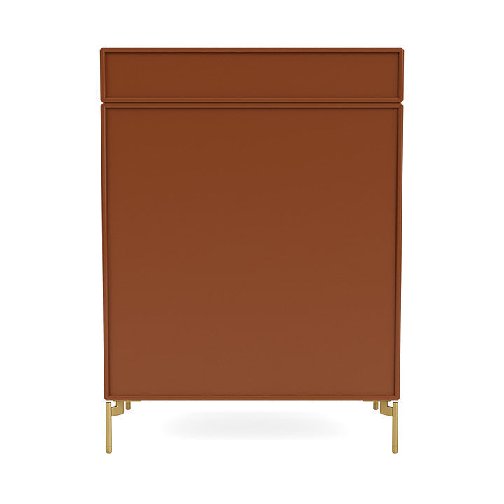 Montana Keep Chest Of Drawers With Legs, Hazelnut/Brass