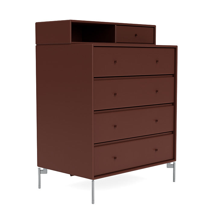 Montana Keep Chest Of Drawers With Legs, Masala/Matt Chrome