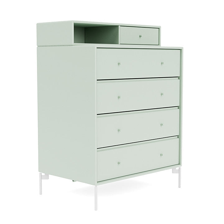 Montana Keep Chest Of Drawers Of Drawers With Legs, Mist/Snow White