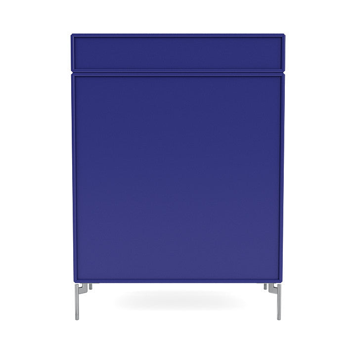 Montana Keep Chest Of Drawers With Legs, Monarch Blue/Matt Chrome