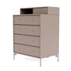 Montana Keep Chest Of Drawers With Legs, Mushroom Brown/Matt Chrome