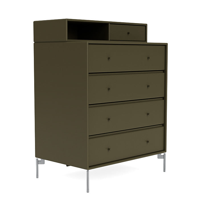 Montana Keep Chest Of Drawers With Legs, Oregano/Matt Chrome