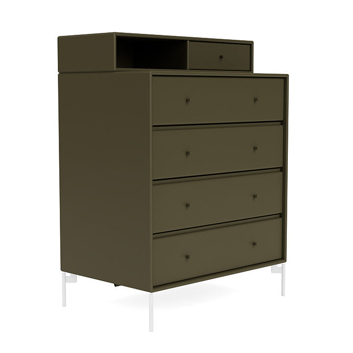 Montana Keep Chest Of Drawers With Legs, Oregano/Snow White