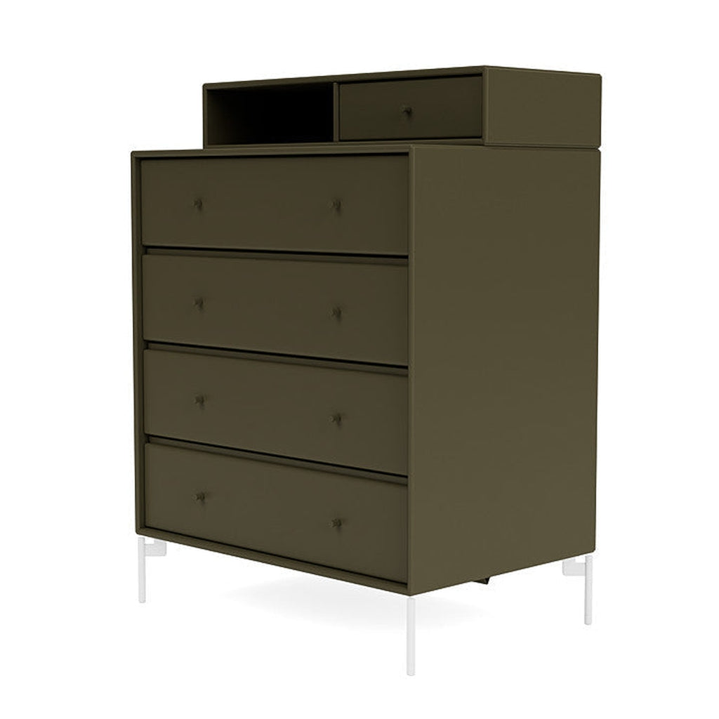 Montana Keep Chest Of Drawers With Legs, Oregano/Snow White