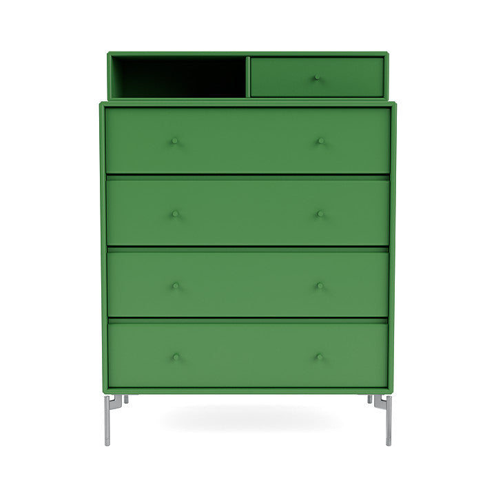 Montana Keep Chest Of Drawers With Legs, Parsley/Matt Chrome