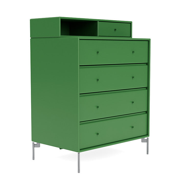 Montana Keep Chest Of Drawers With Legs, Parsley/Matt Chrome