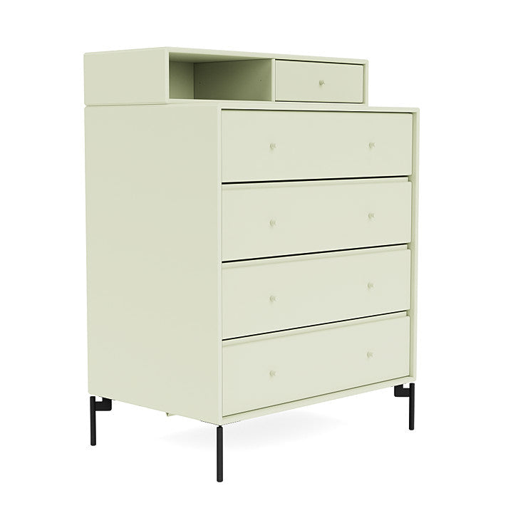 Montana Keep Chest Of Drawers With Legs, Pomelo/Black