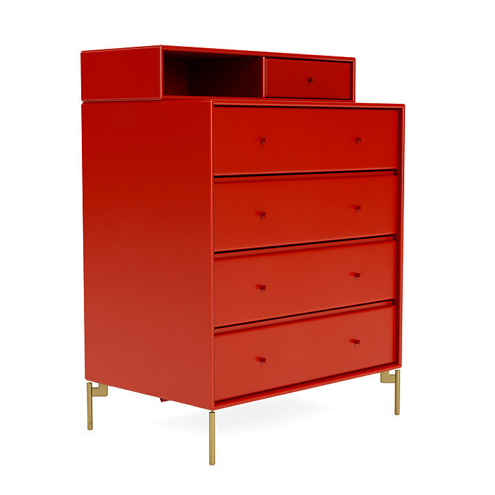 Montana Keep Chest Of Drawers With Legs, Rosehip/Brass