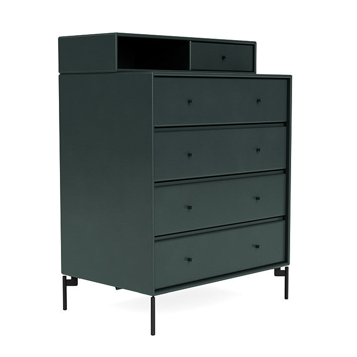 Montana Keep Chest Of Drawers With Legs, Black Jade/Black