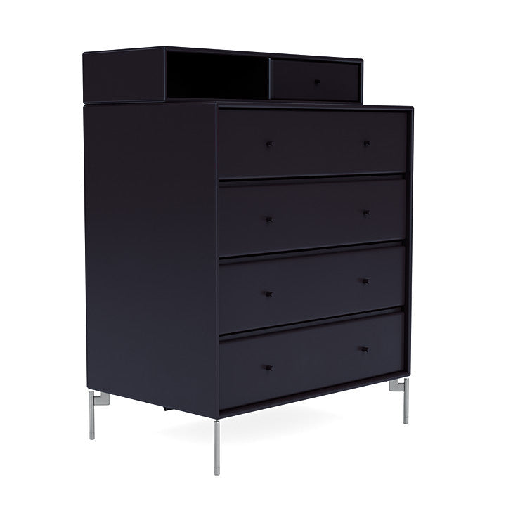 Montana Keep Chest Of Drawers With Legs, Shadow/Matt Chrome