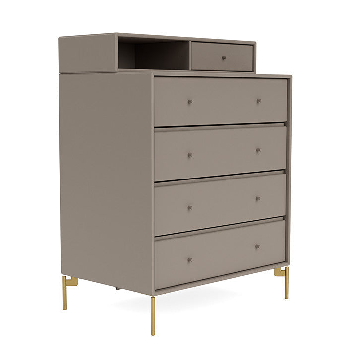 Montana Keep Chest Of Drawers With Legs, Truffle/Brass