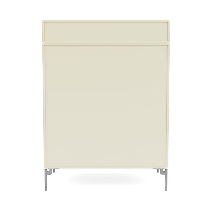 Montana Keep Chest Of Drawers With Legs, Vanilla/Matt Chrome