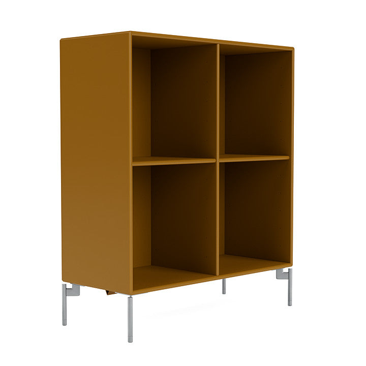 Montana Show Bookcase With Legs, Amber/Matt Chrome