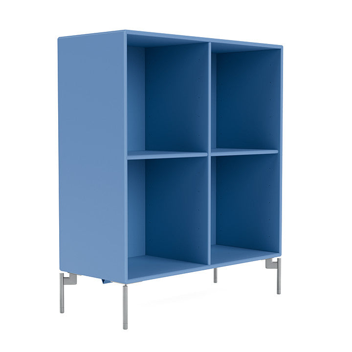 Montana Show Bookcase With Legs, Azure Blue/Matt Chrome