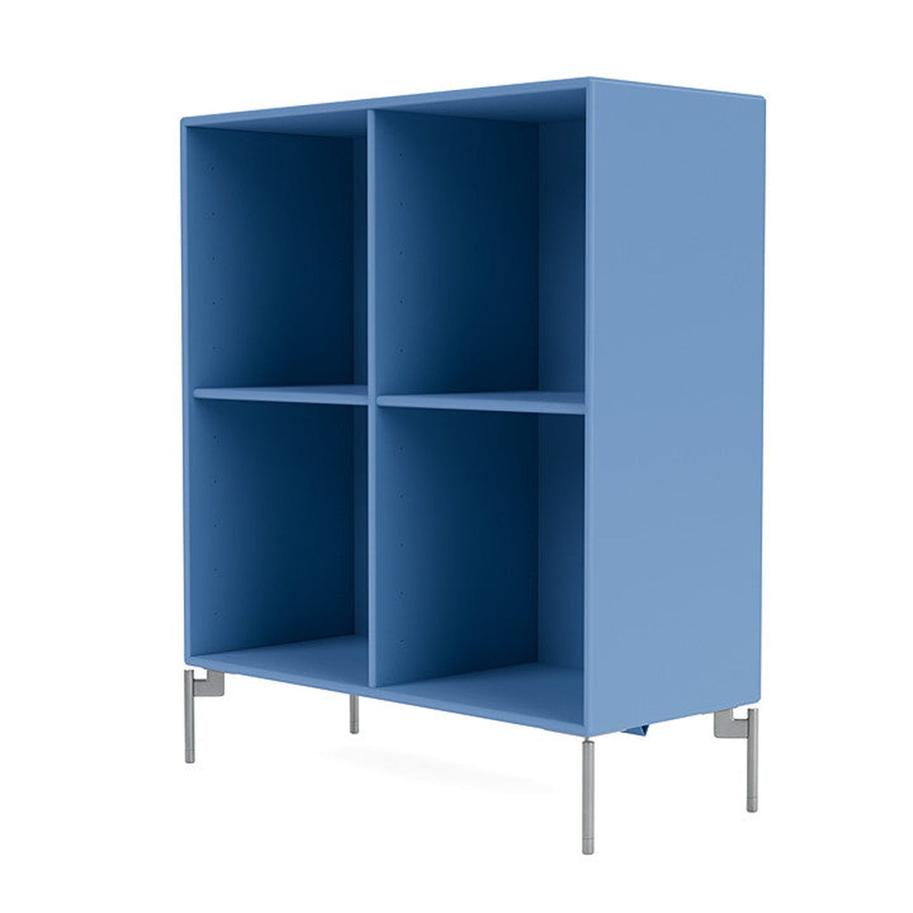 Montana Show Bookcase With Legs, Azure Blue/Matt Chrome