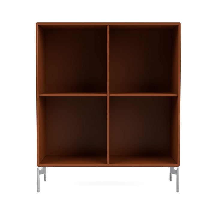 Montana Show Bookcase With Legs, Hazelnut/Matt Chrome