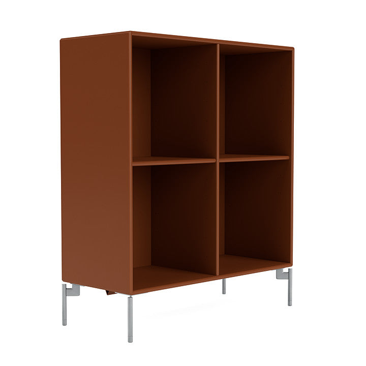 Montana Show Bookcase With Legs, Hazelnut/Matt Chrome