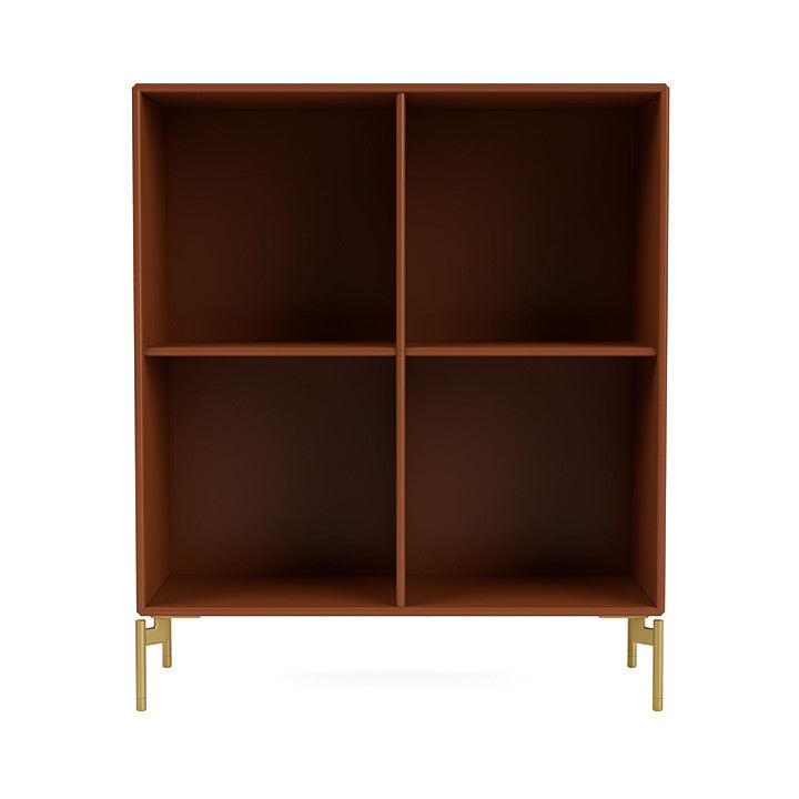 Montana Show Bookcase With Legs, Hazelnut/Brass