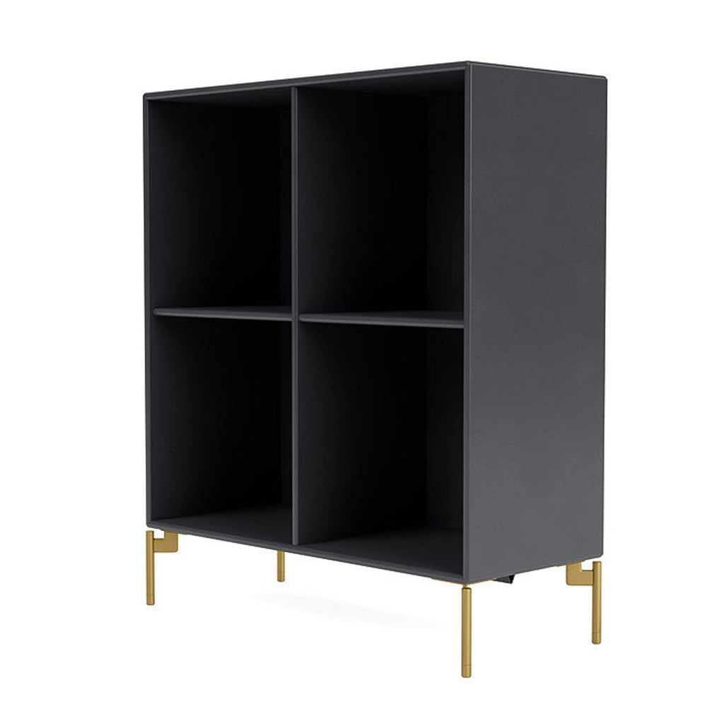 Montana Show Bookcase With Legs, Carbon Black/Brass