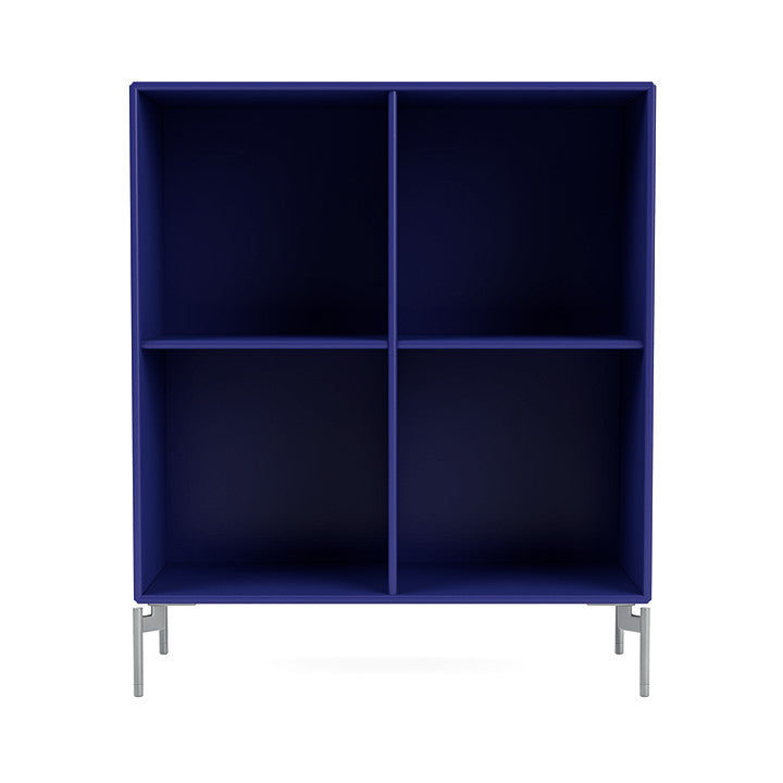 Montana Show Bookcase With Legs, Monarch Blue/Matt Chrome