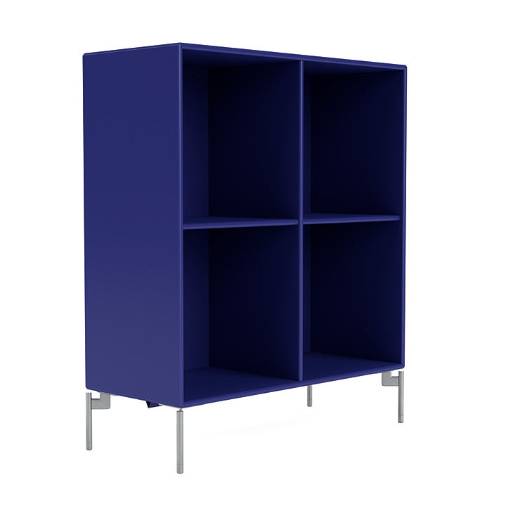 Montana Show Bookcase With Legs, Monarch Blue/Matt Chrome