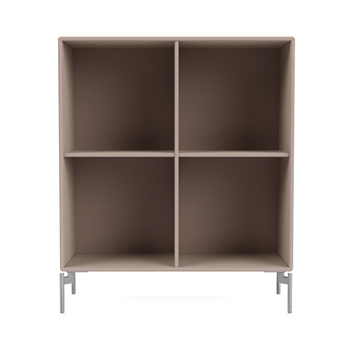 Montana Show Bookcase With Legs, Mushroom Brown/Matt Chrome