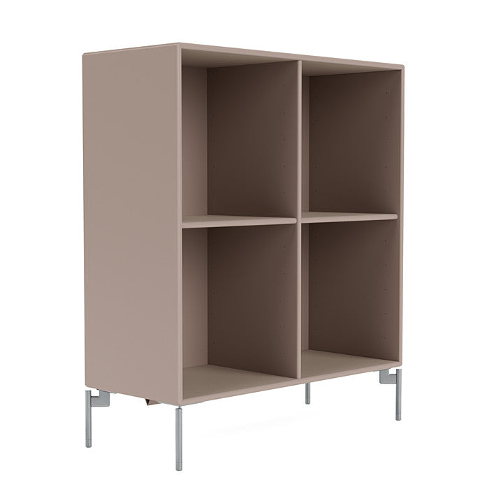 Montana Show Bookcase With Legs, Mushroom Brown/Matt Chrome