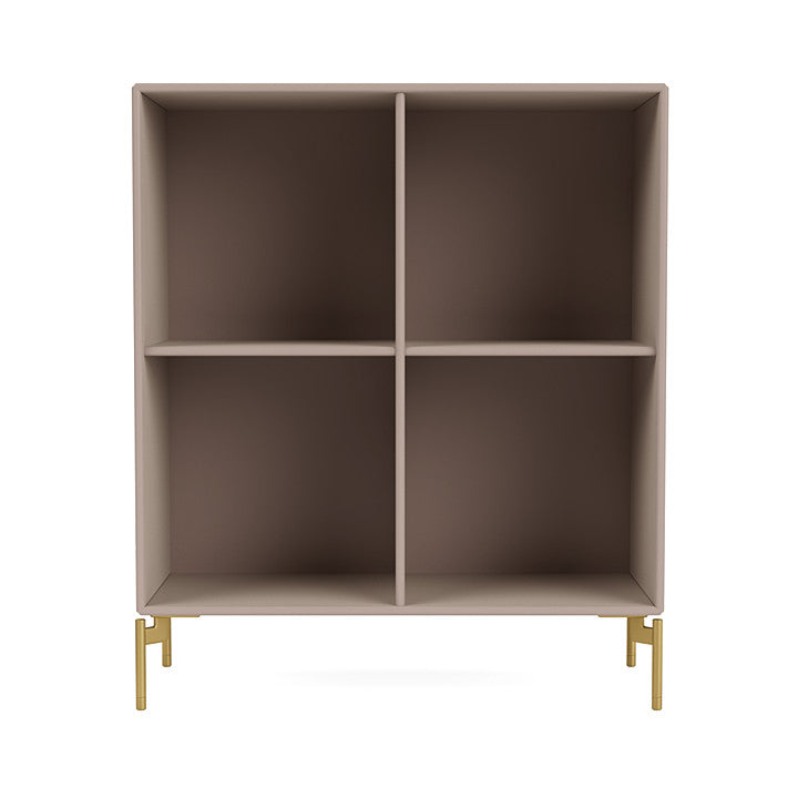 Montana Show Bookcase With Legs, Mushroom Brown/Brass