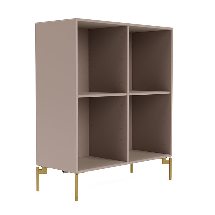 Montana Show Bookcase With Legs, Mushroom Brown/Brass