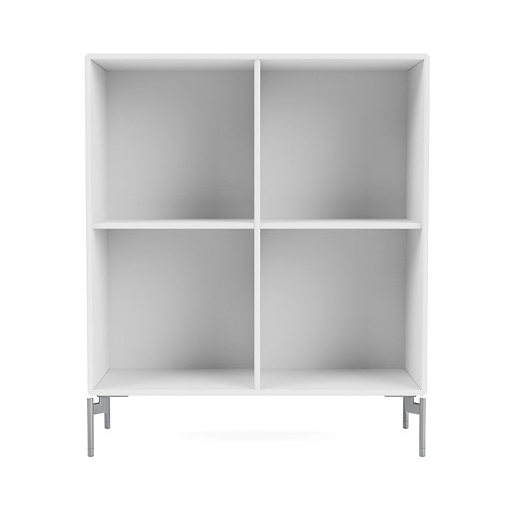 Montana Show Bookcase With Legs, Snow White/Matt Chrome