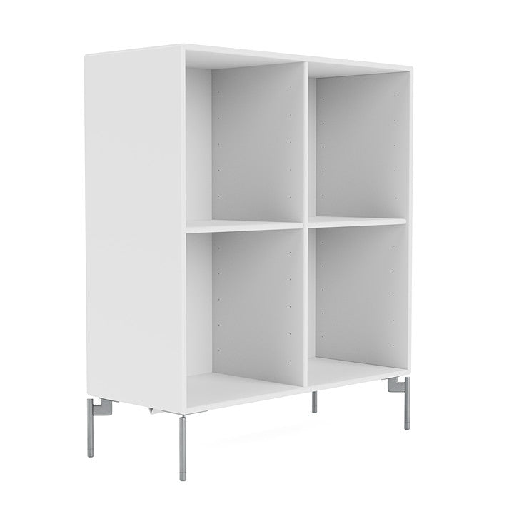 Montana Show Bookcase With Legs, Snow White/Matt Chrome