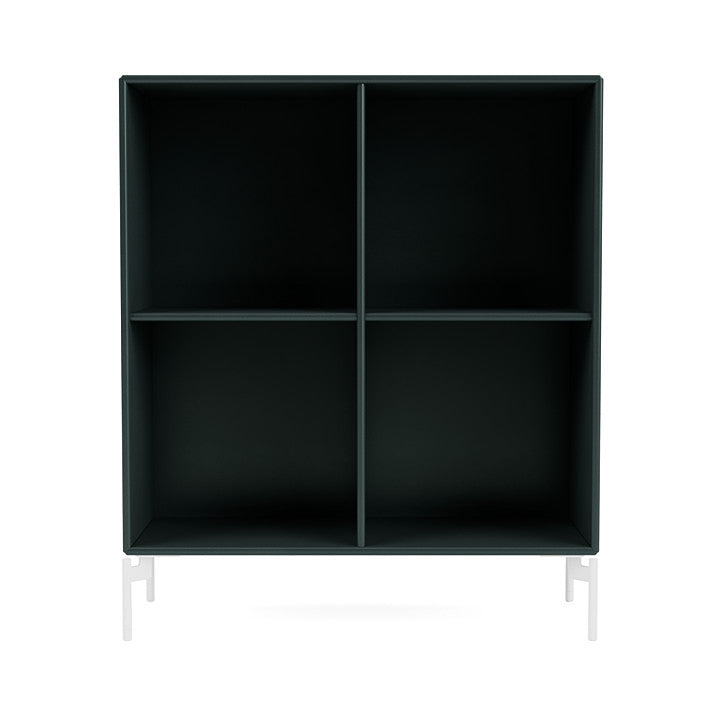 Montana Show Bookcase With Legs, Black Jade/Snow White