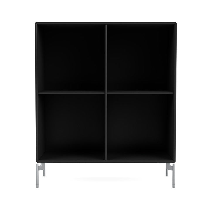 Montana Show Bookcase With Legs, Black/Matt Chrome