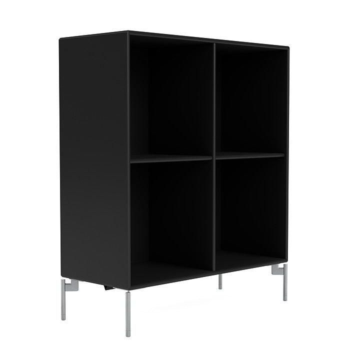 Montana Show Bookcase With Legs, Black/Matt Chrome