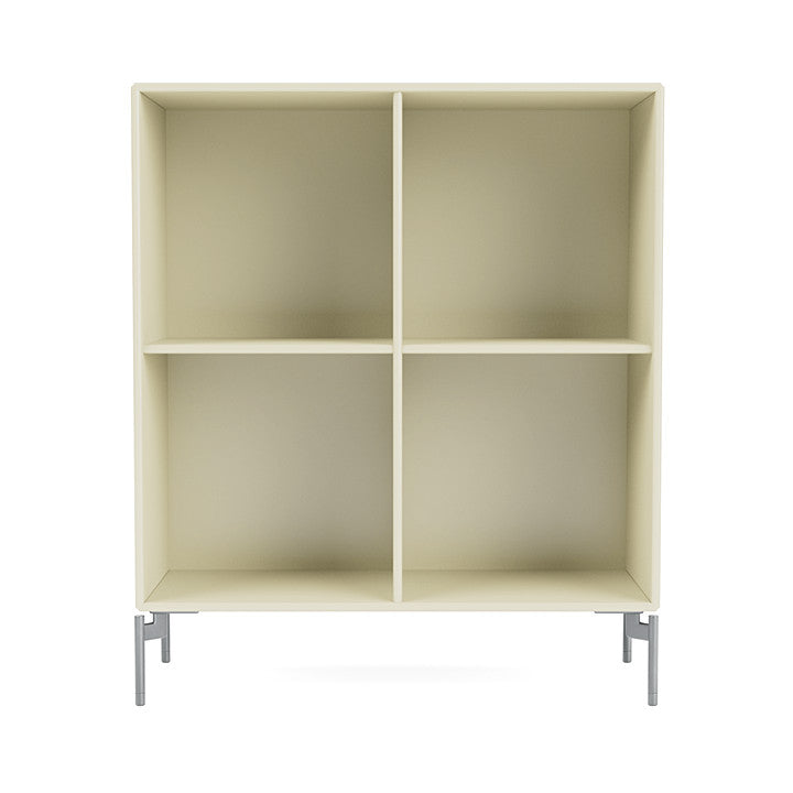 Montana Show Bookcase With Legs, Vanilla/Matt Chrome