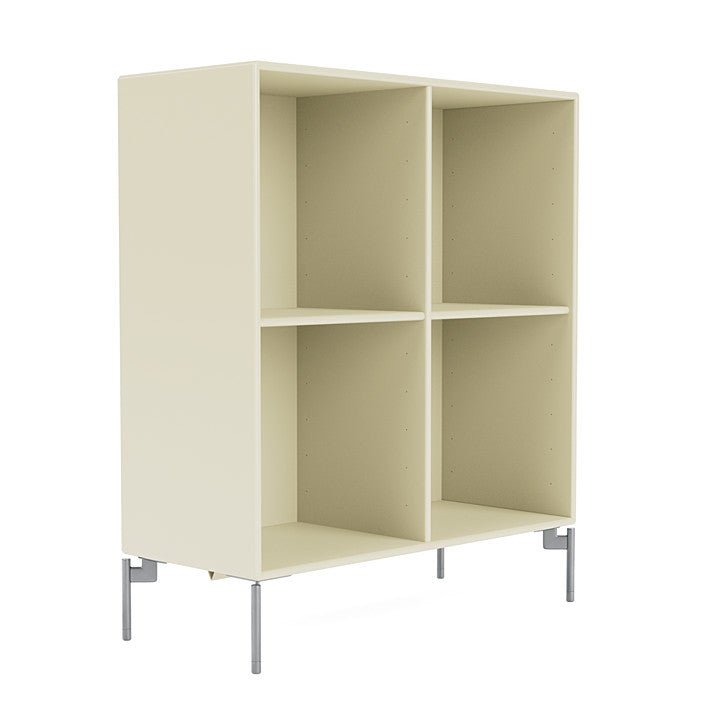 Montana Show Bookcase With Legs, Vanilla/Matt Chrome