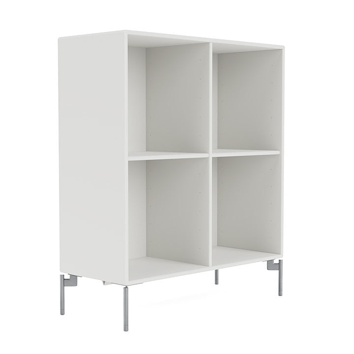 Montana Show Bookcase With Legs, White/Matt Chrome